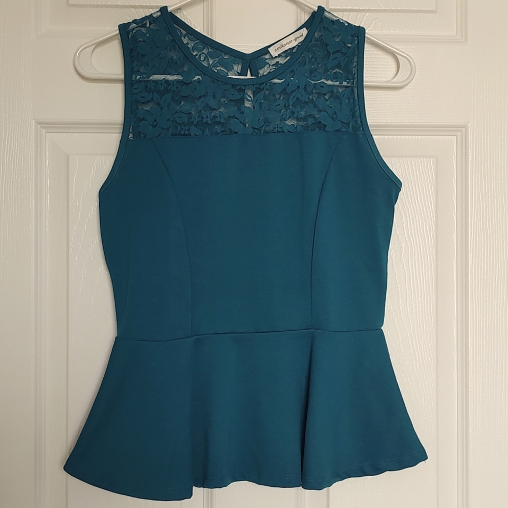 Ambiance Apparel turquoise peplum top size S